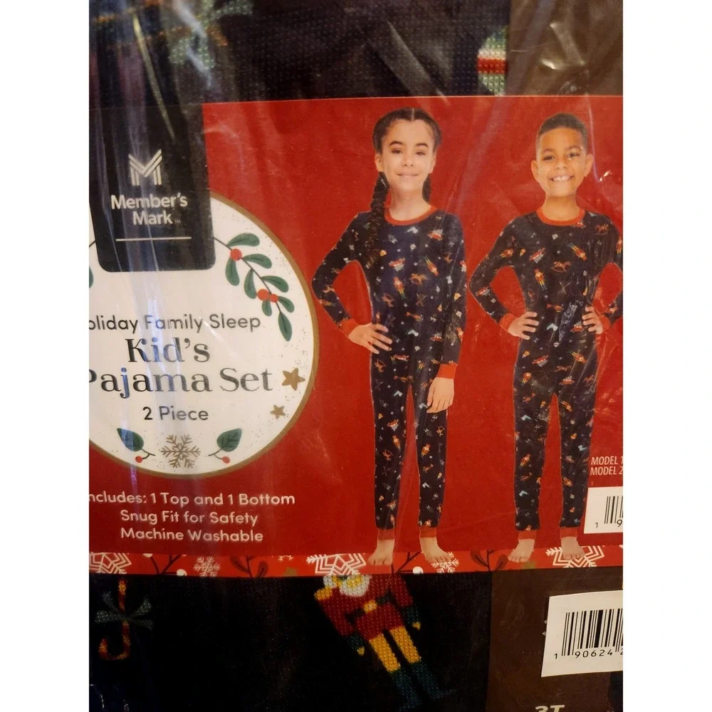 Member's Mark Kids 3T Pajama Set Holiday Nutcracker Navy Blue 2 Piece NIP